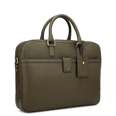 Franzy Leather Laptop Bag - Military Green