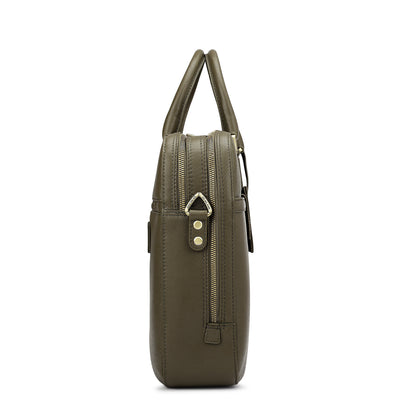 Franzy Leather Laptop Bag - Military Green