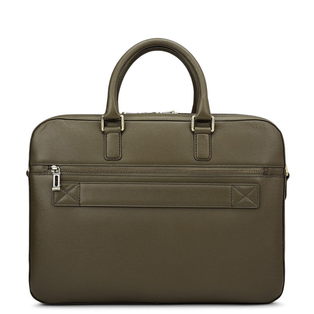 Franzy Leather Laptop Bag - Military Green
