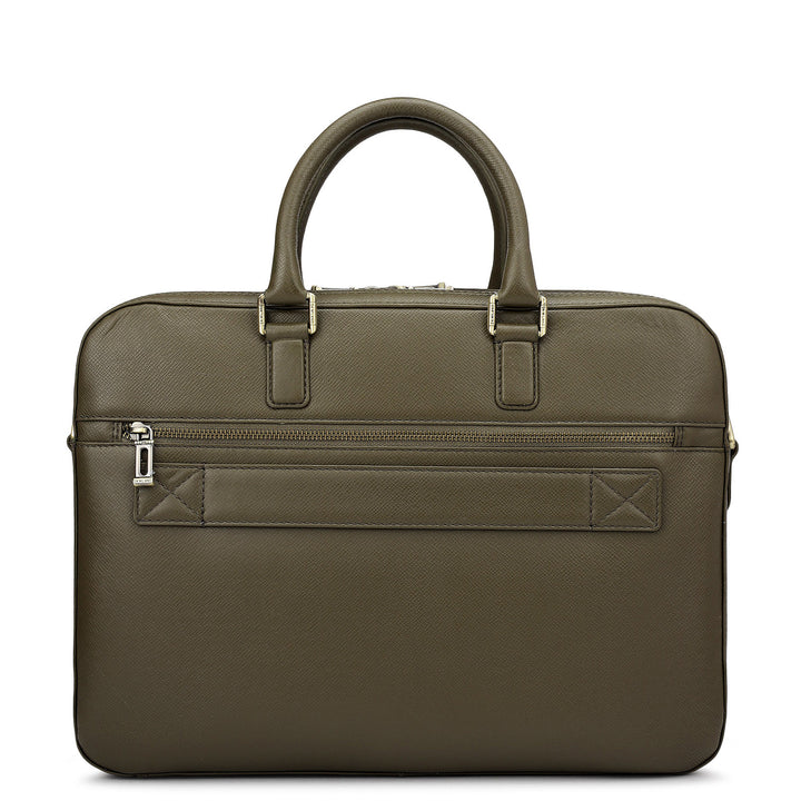 Franzy Leather Laptop Bag - Military Green