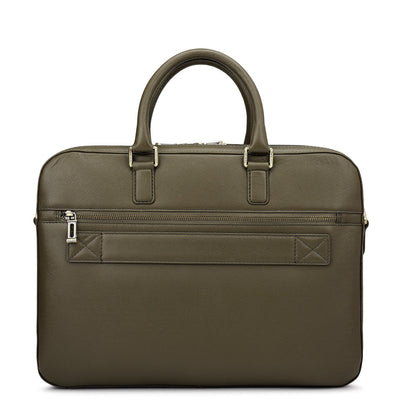 Franzy Leather Laptop Bag - Military Green