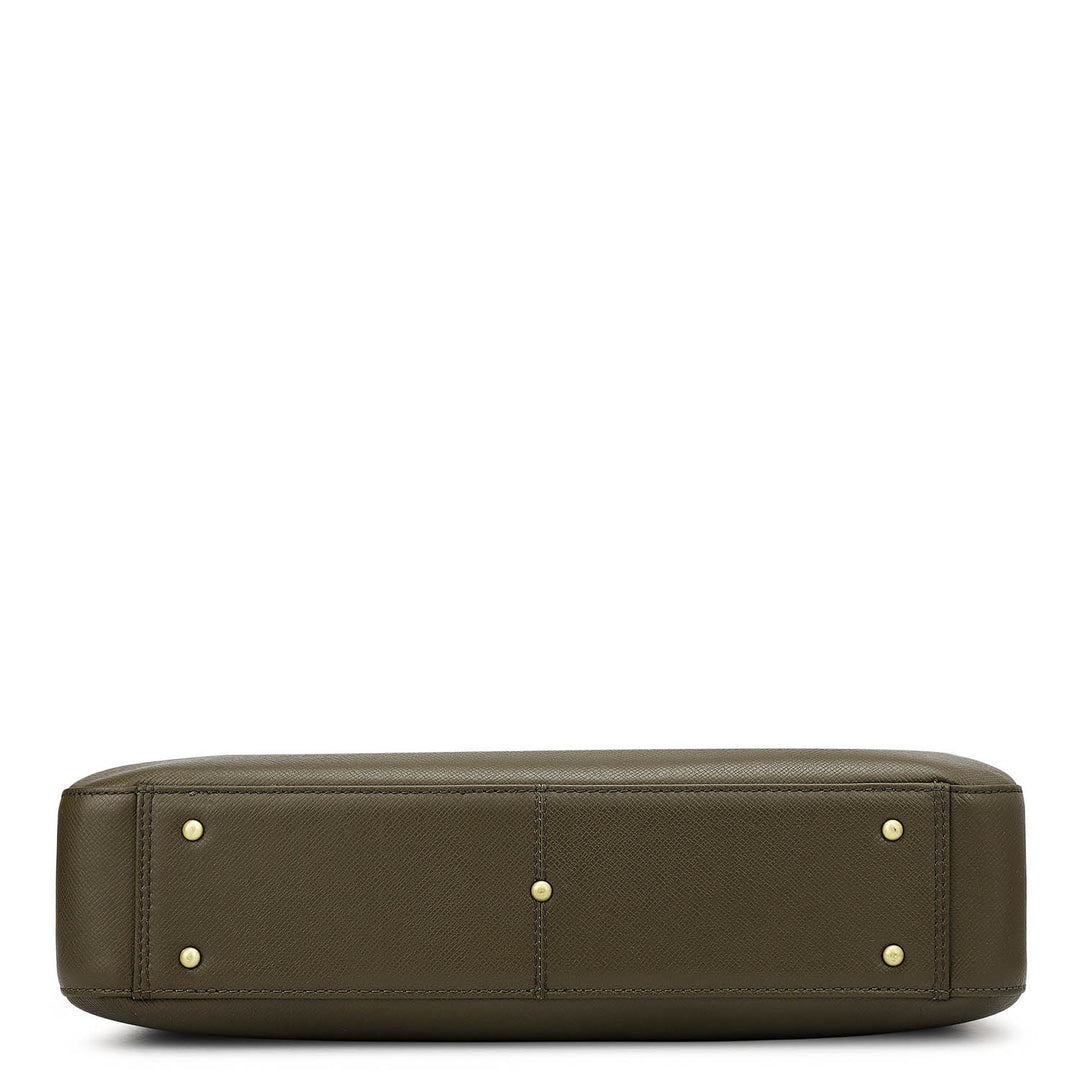 Franzy Leather Laptop Bag - Military Green