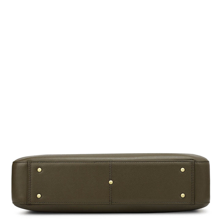 Franzy Leather Laptop Bag - Military Green