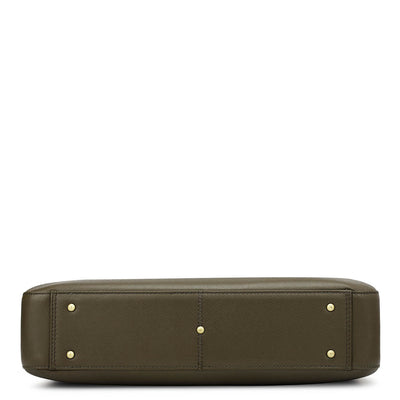 Franzy Leather Laptop Bag - Military Green