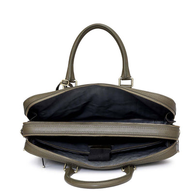 Franzy Leather Laptop Bag - Military Green