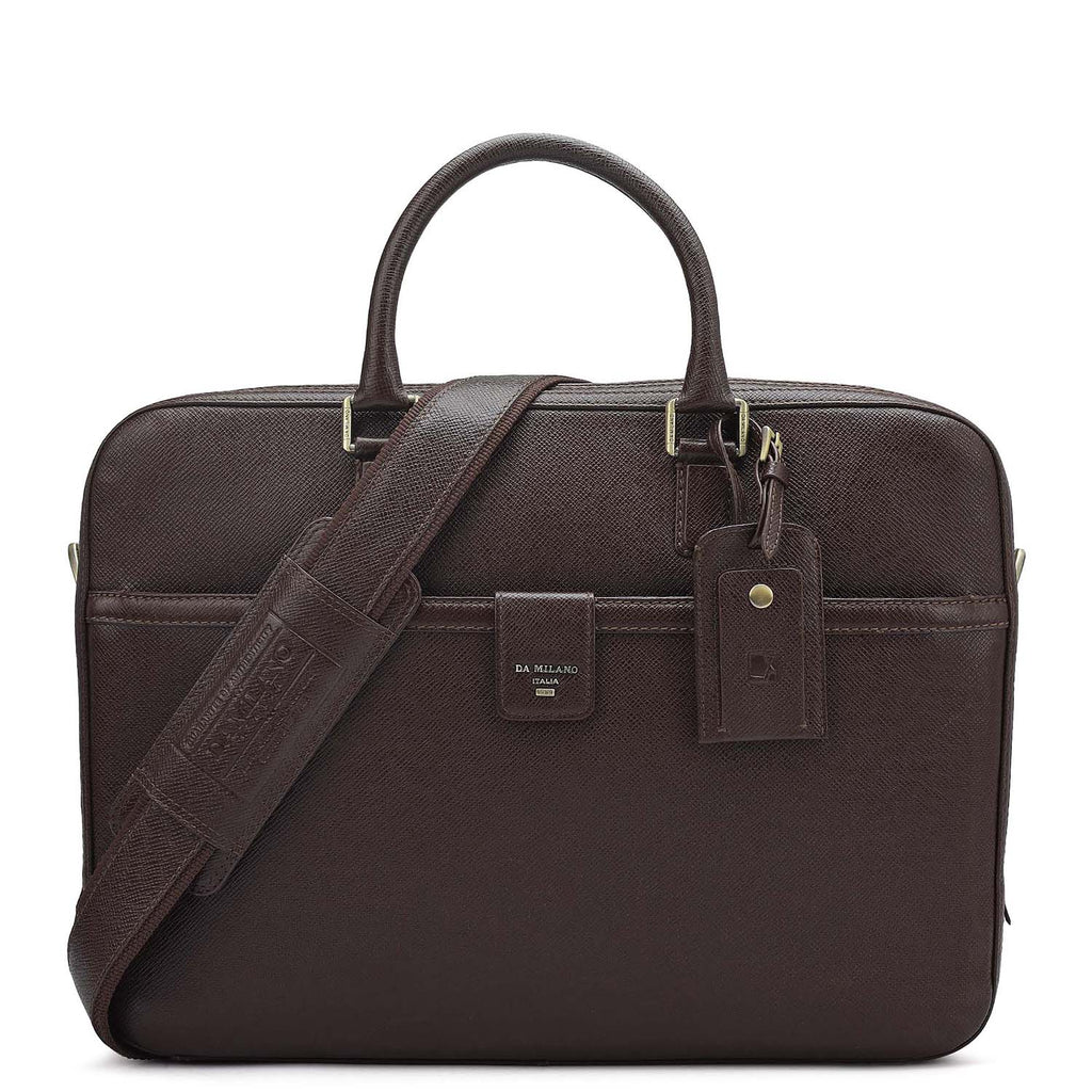 Franzy Leather Laptop Bag - Chocolate – Da Milano
