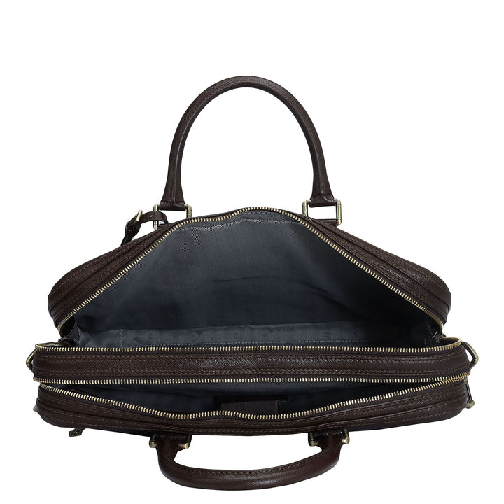Franzy Leather Laptop Bag - Chocolate