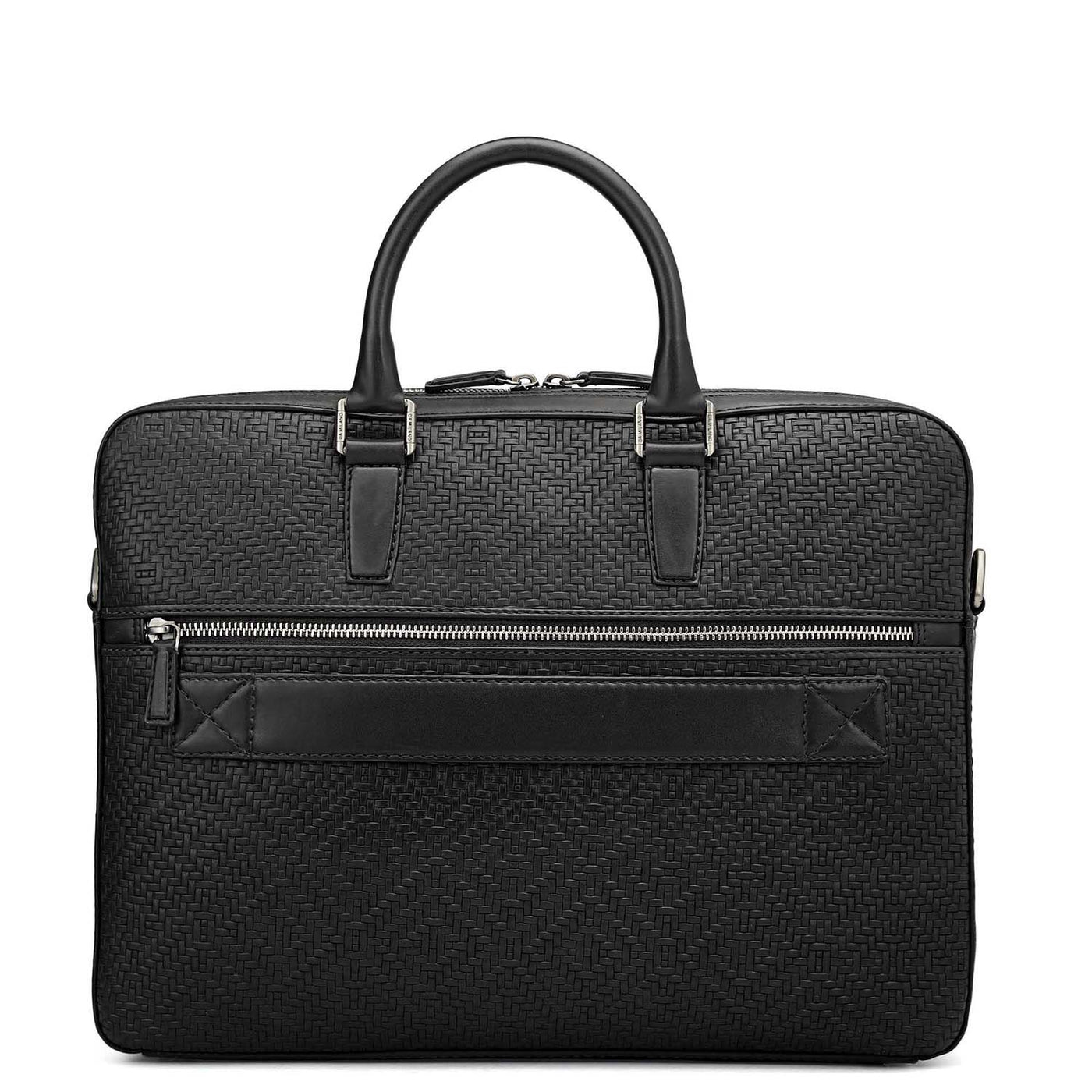Mat Emboss Leather Laptop Bag - Black