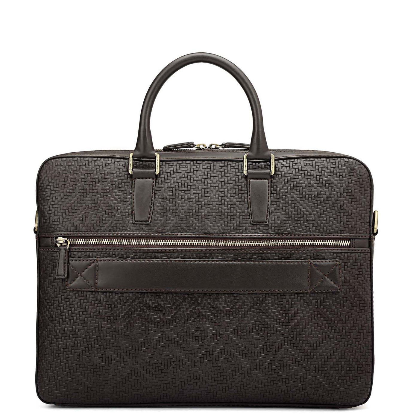 Mat Emboss Leather Laptop Bag - Brown