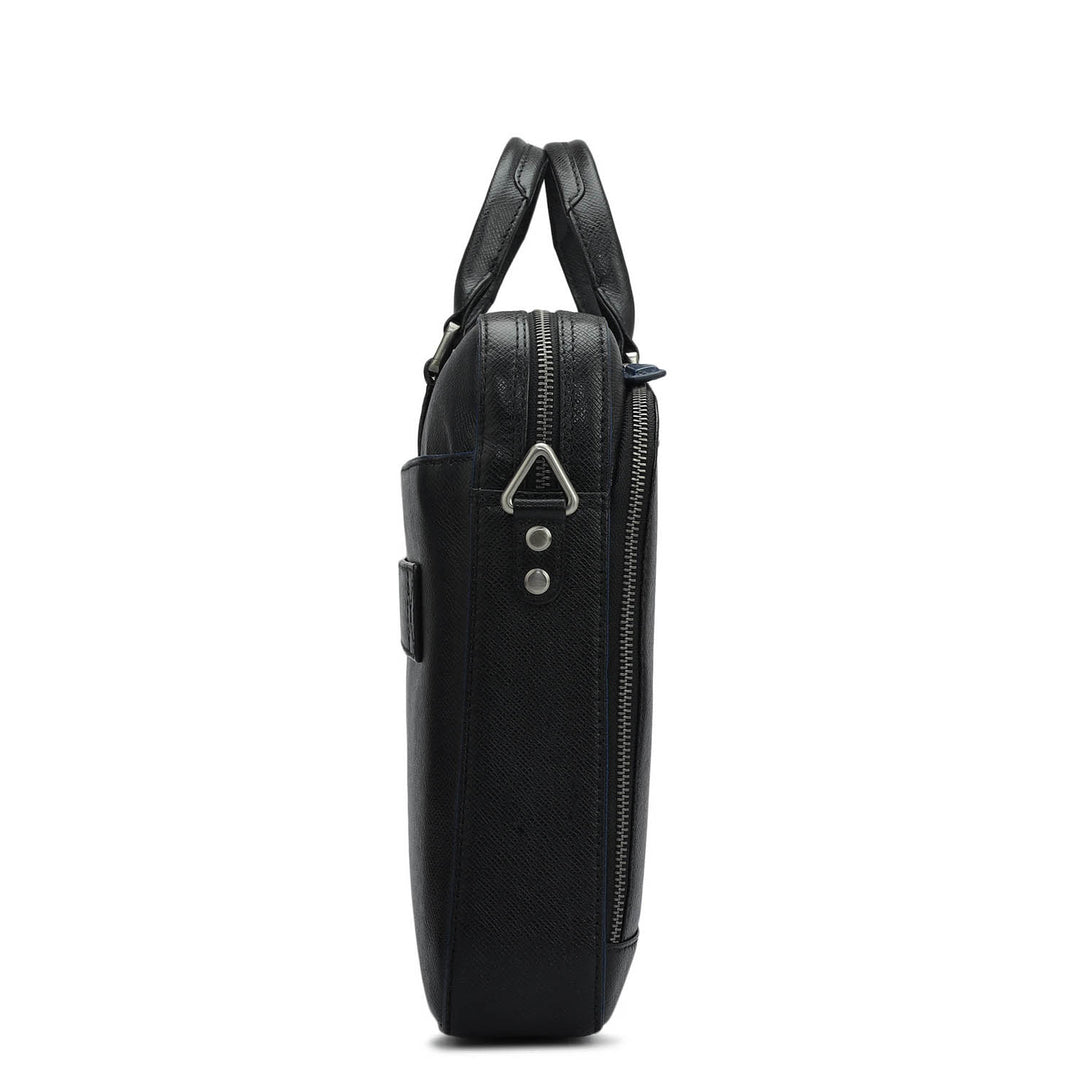 Franzy Leather Laptop Bag - Black
