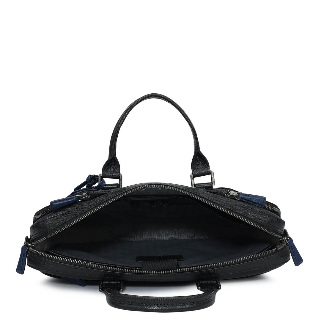 Franzy Leather Laptop Bag - Black