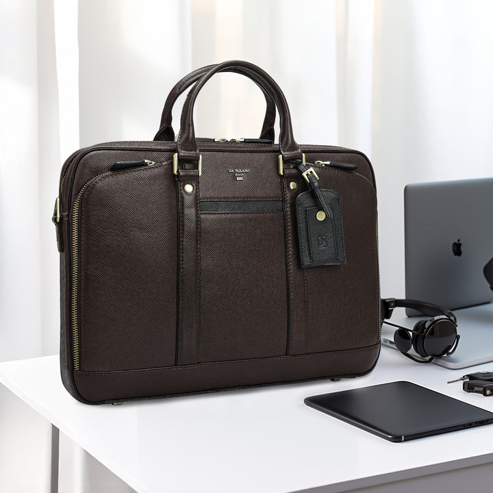 Franzy Leather Laptop Bag - Chocolate