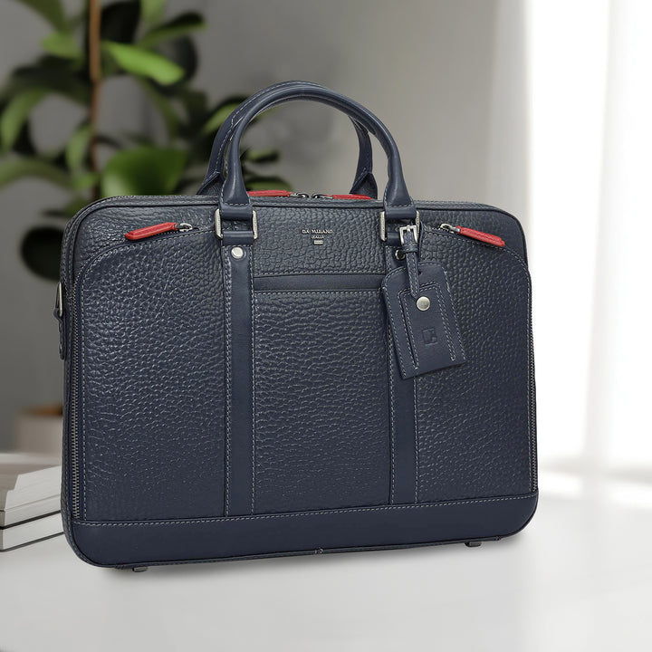 Bub Leather Laptop Bag - Navy