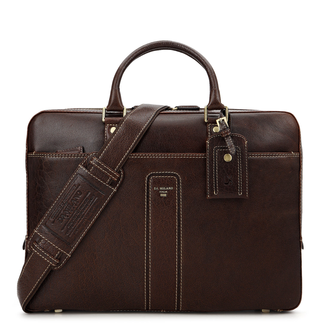 Elephant-Pattern Laptop Bag (M) - Brown