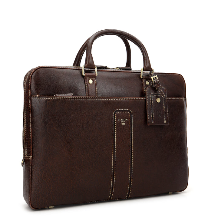Elephant-Pattern Laptop Bag (M) - Brown