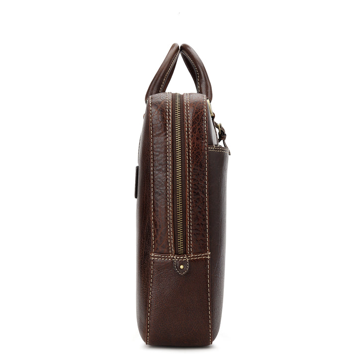 Elephant-Pattern Laptop Bag (M) - Brown