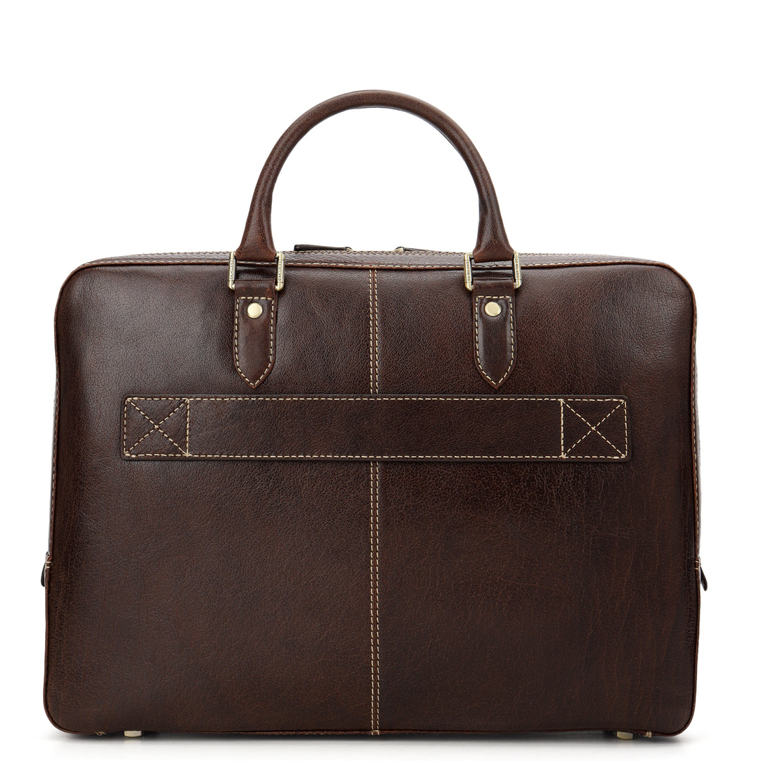Elephant-Pattern Laptop Bag (M) - Brown