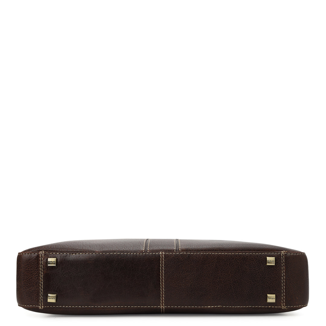 Elephant-Pattern Laptop Bag (M) - Brown