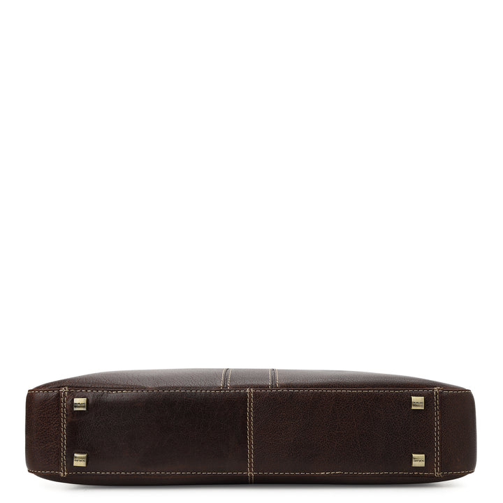 Elephant-Pattern Laptop Bag (M) - Brown