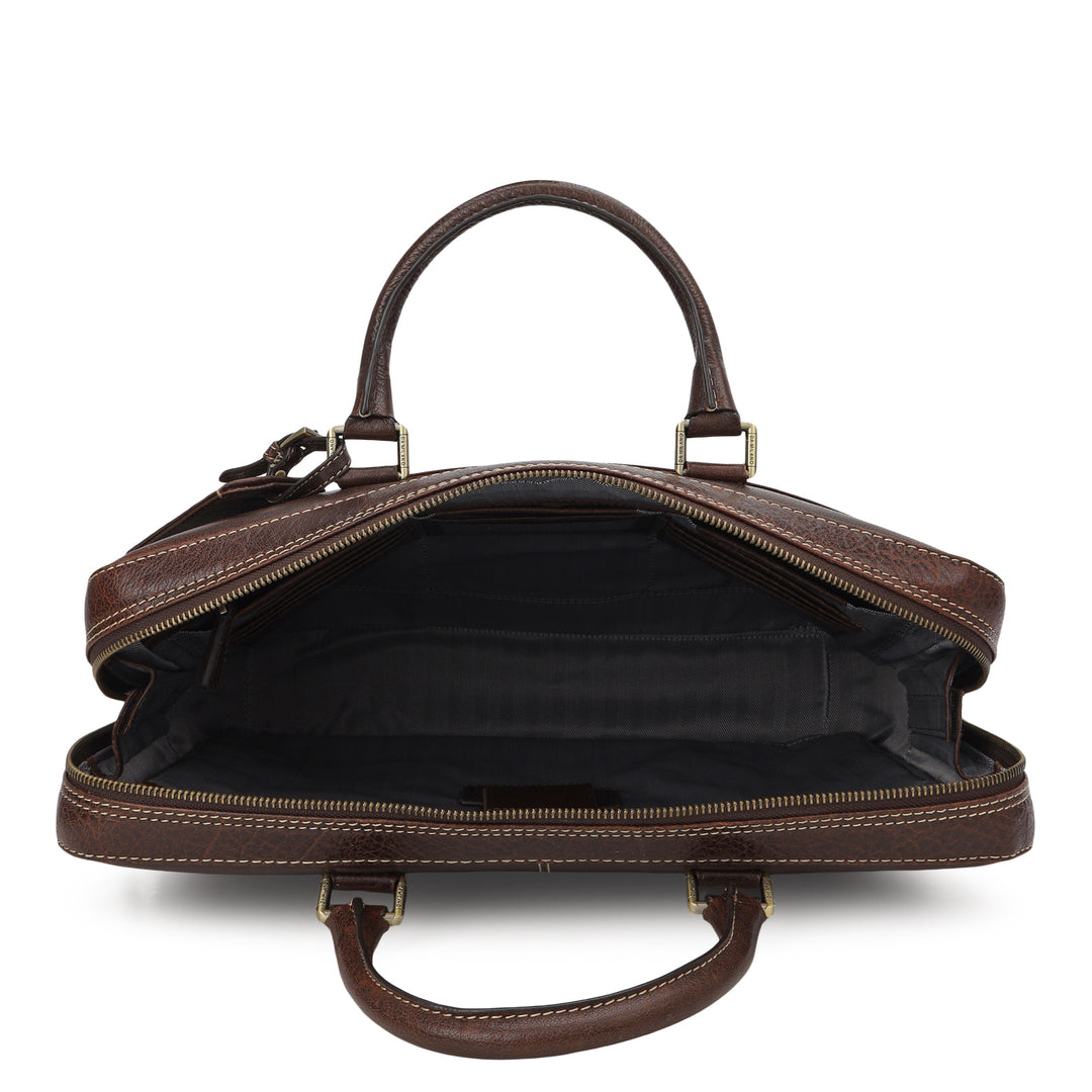 Elephant-Pattern Laptop Bag (M) - Brown