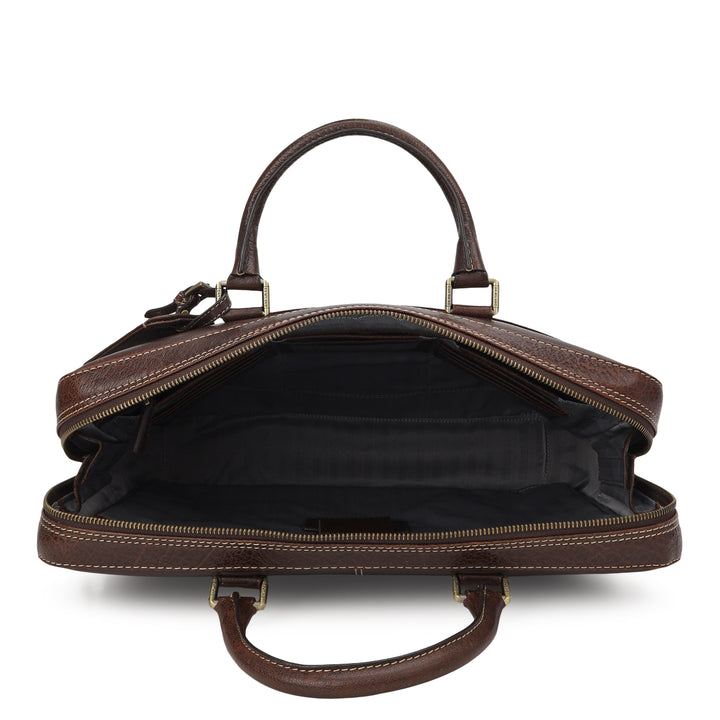 Elephant-Pattern Laptop Bag (M) - Brown
