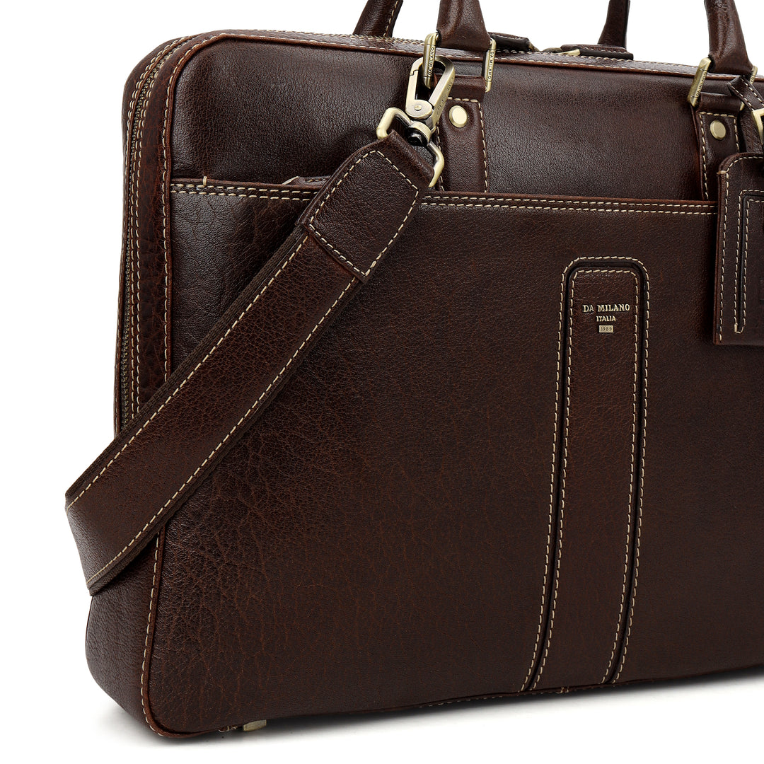 Elephant-Pattern Laptop Bag (M) - Brown