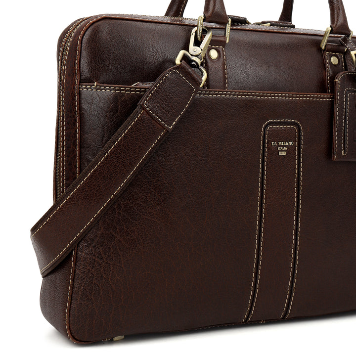Elephant-Pattern Laptop Bag (M) - Brown