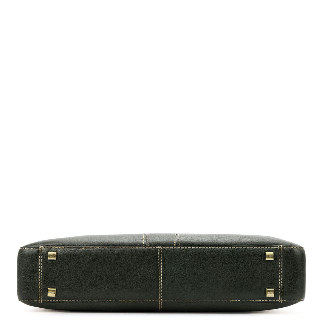 Elephant Pattern Leather Laptop Bag - Petrol Green