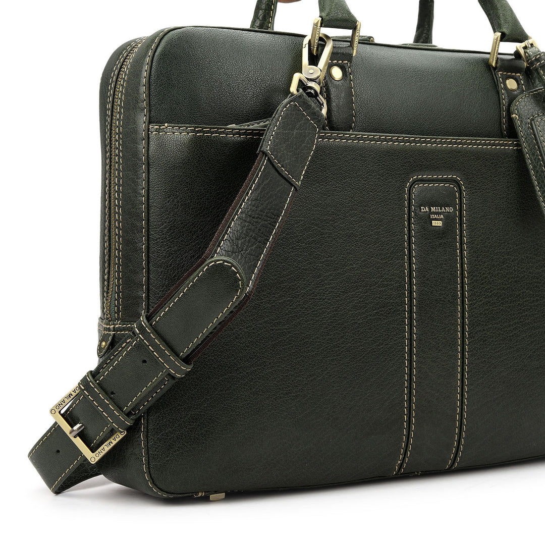 Elephant Pattern Leather Laptop Bag - Petrol Green