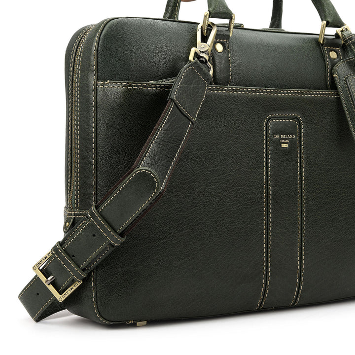 Elephant Pattern Leather Laptop Bag - Petrol Green