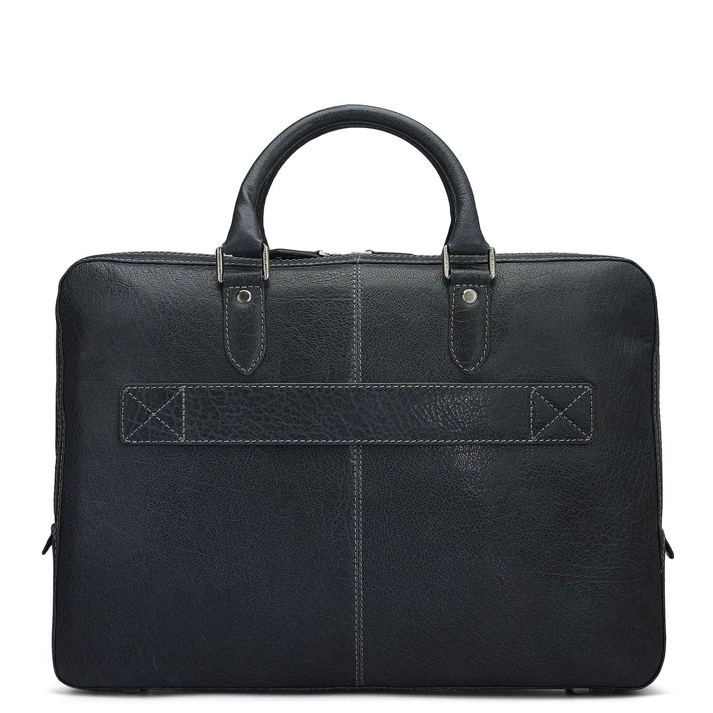 Elephant Pattern Leather Laptop Bag - Dark Blue