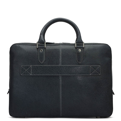 Elephant Pattern Leather Laptop Bag - Dark Blue