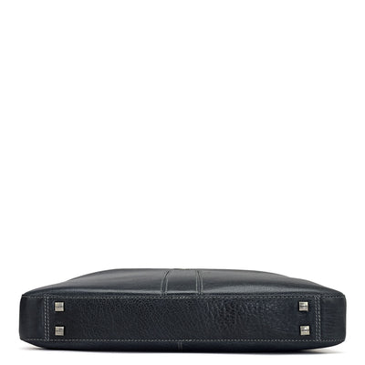 Elephant Pattern Leather Laptop Bag - Dark Blue