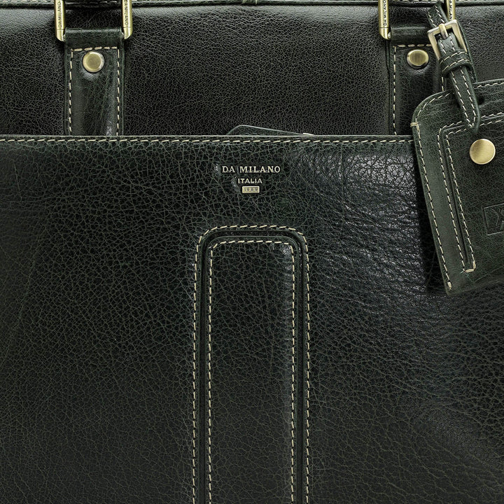 Elephant Pattern Leather Laptop Bag - Green