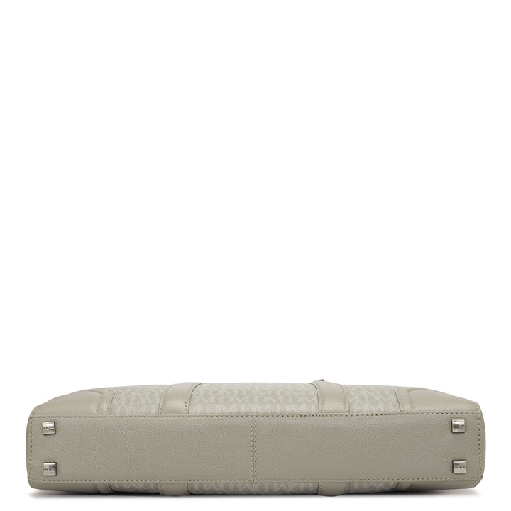 Monogram Franzy Leather Laptop Bag - Stone Grey