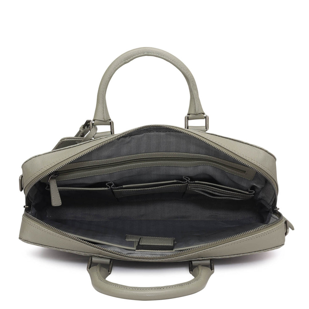 Monogram Franzy Leather Laptop Bag - Stone Grey