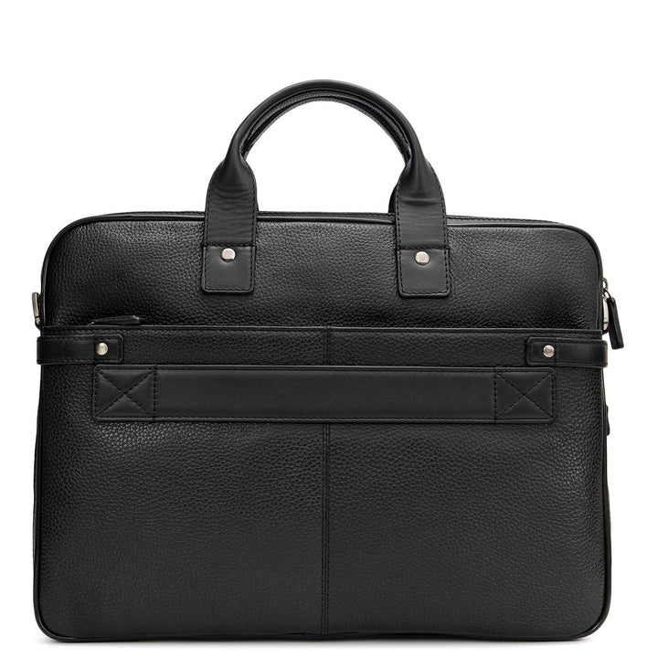 Wax Leather Laptop Bag - Black