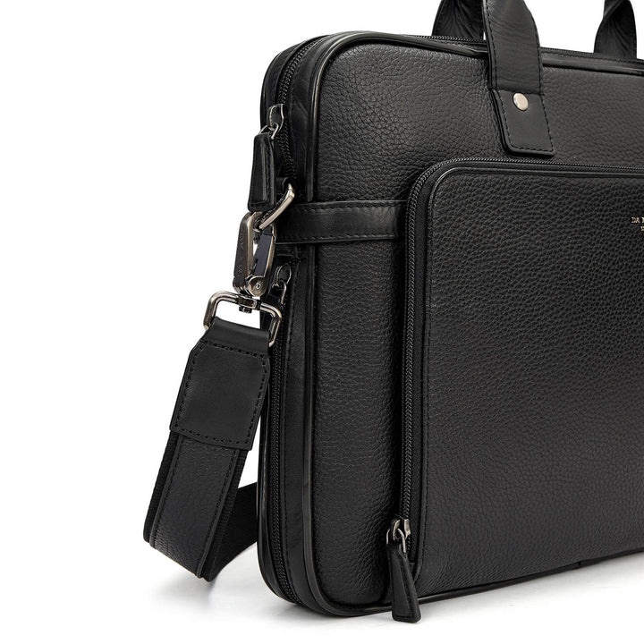 Wax Leather Laptop Bag - Black