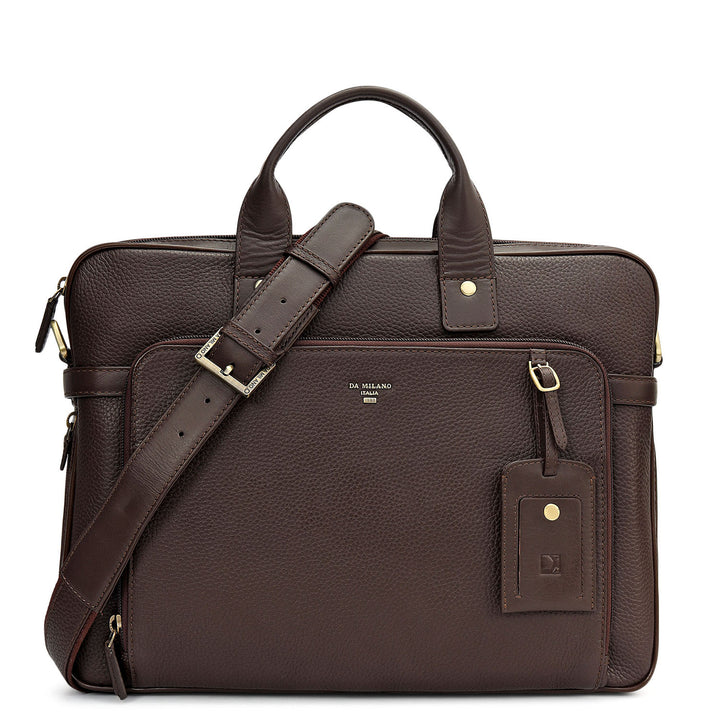 Wax Leather Laptop Bag - Chocolate
