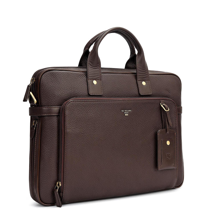 Wax Leather Laptop Bag - Chocolate