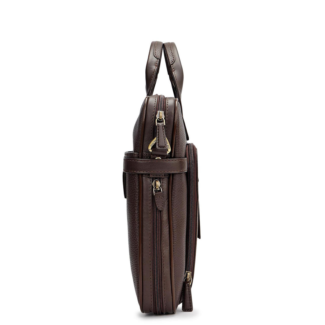 Wax Leather Laptop Bag - Chocolate