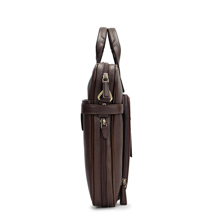 Wax Leather Laptop Bag - Chocolate