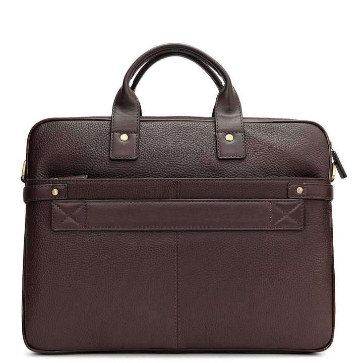 Wax Leather Laptop Bag - Chocolate