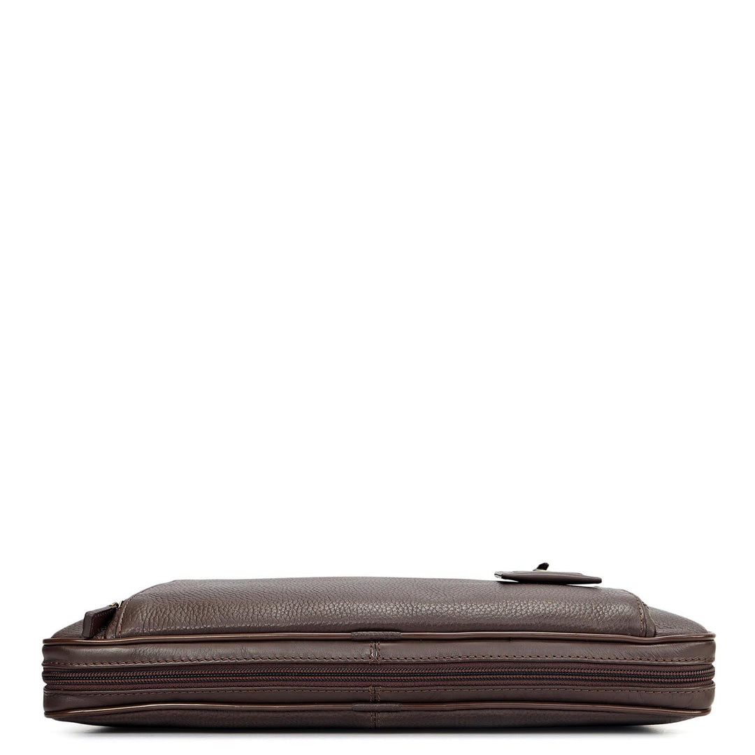 Wax Leather Laptop Bag - Chocolate