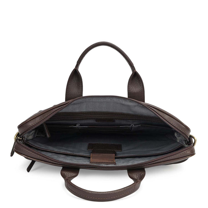 Wax Leather Laptop Bag - Chocolate