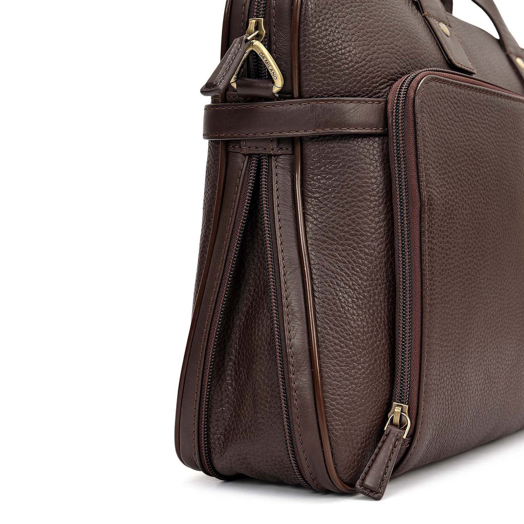 Wax Leather Laptop Bag - Chocolate