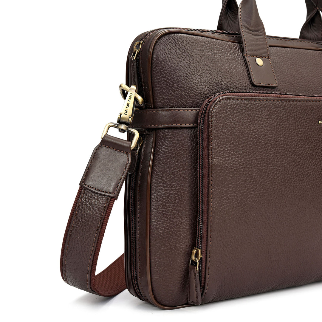 Wax Leather Laptop Bag - Chocolate