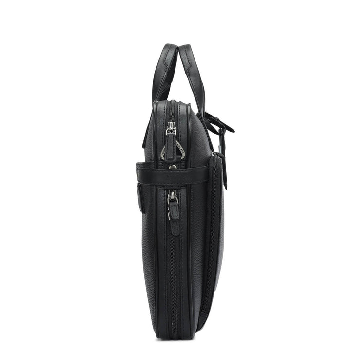 Wax Leather Laptop Bag - Black