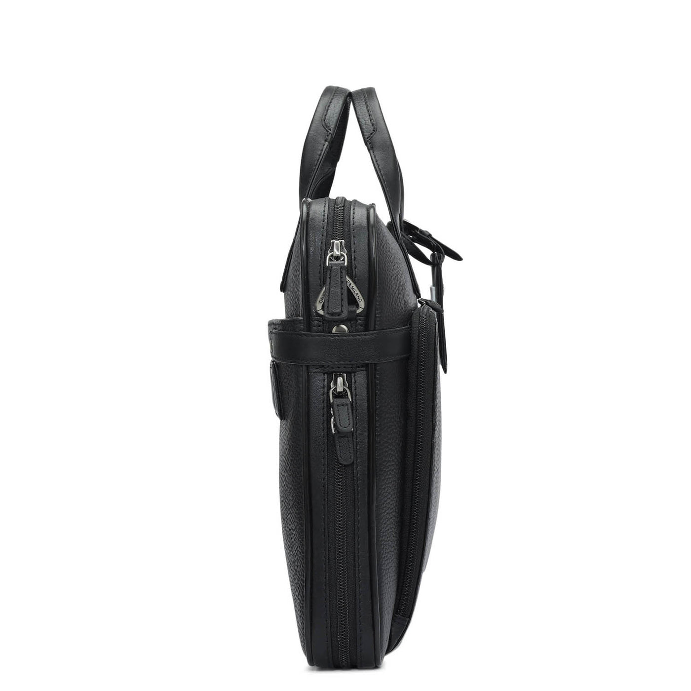 Wax Leather Laptop Bag - Black