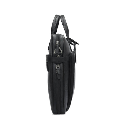 Wax Leather Laptop Bag - Black